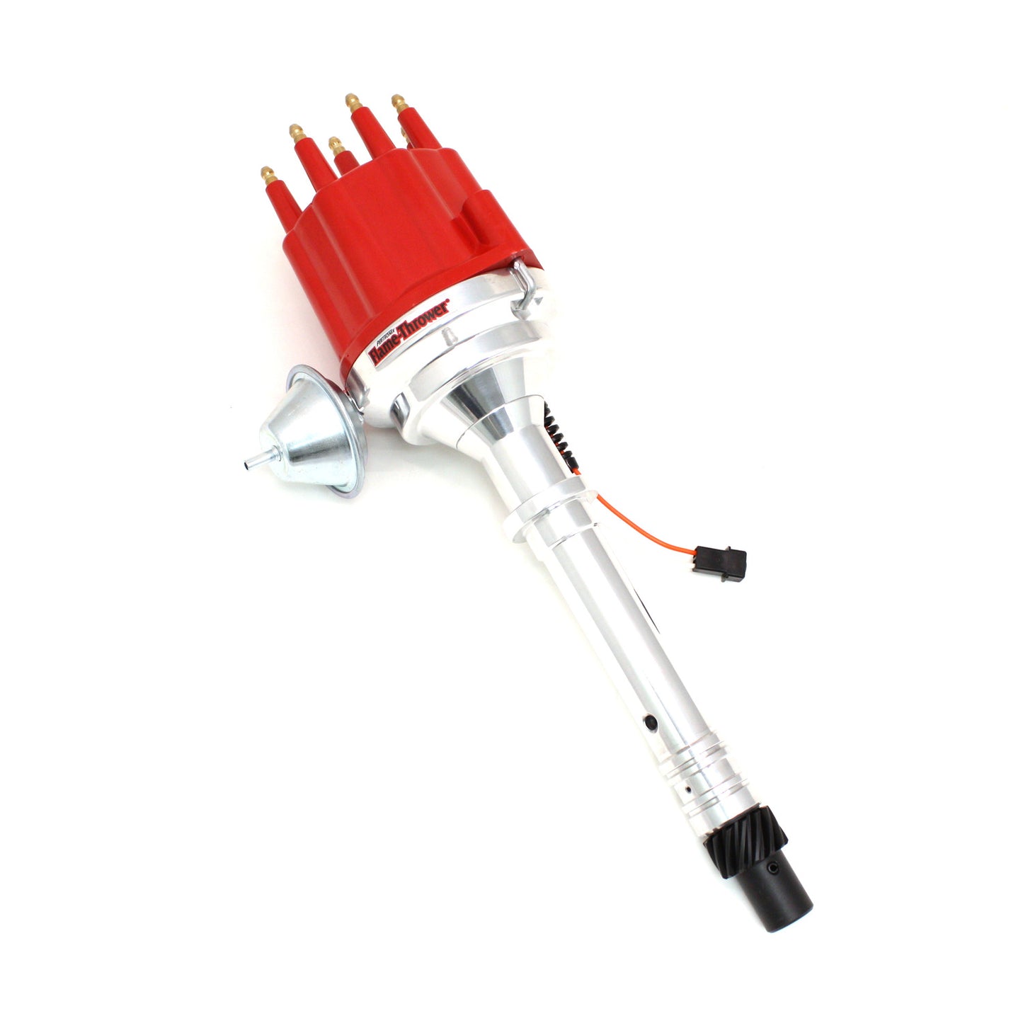PerTronix D300711 Flame-Thrower Electronic Distributor Billet Magnetic Trigger Chevy SB/BB Red Male Cap Vacuum Advance