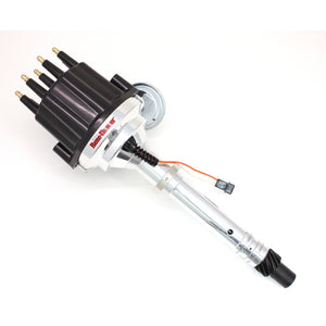 PerTronix D305710 Flame-Thrower Electronic Distributor Billet Magnetic Trigger Slip Collar Chevrolet Small Block/Big Block Black Male Cap Vacuum Advance