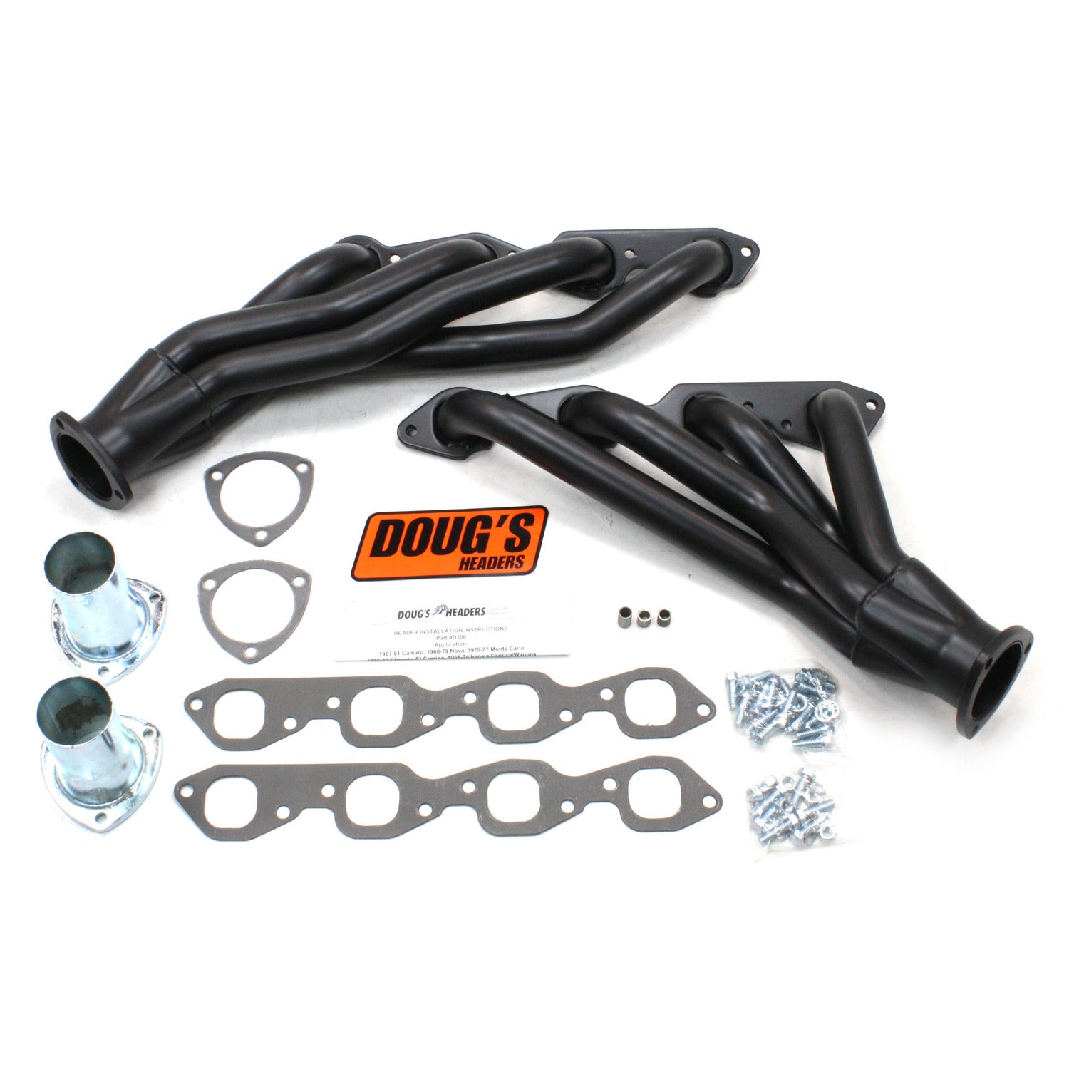 Doug's Headers D306-B 1 3/4" 4-Tube Shorty Header Chevrolet Camaro Big Block Chevrolet 67-81 Hi-Temp Black Coating