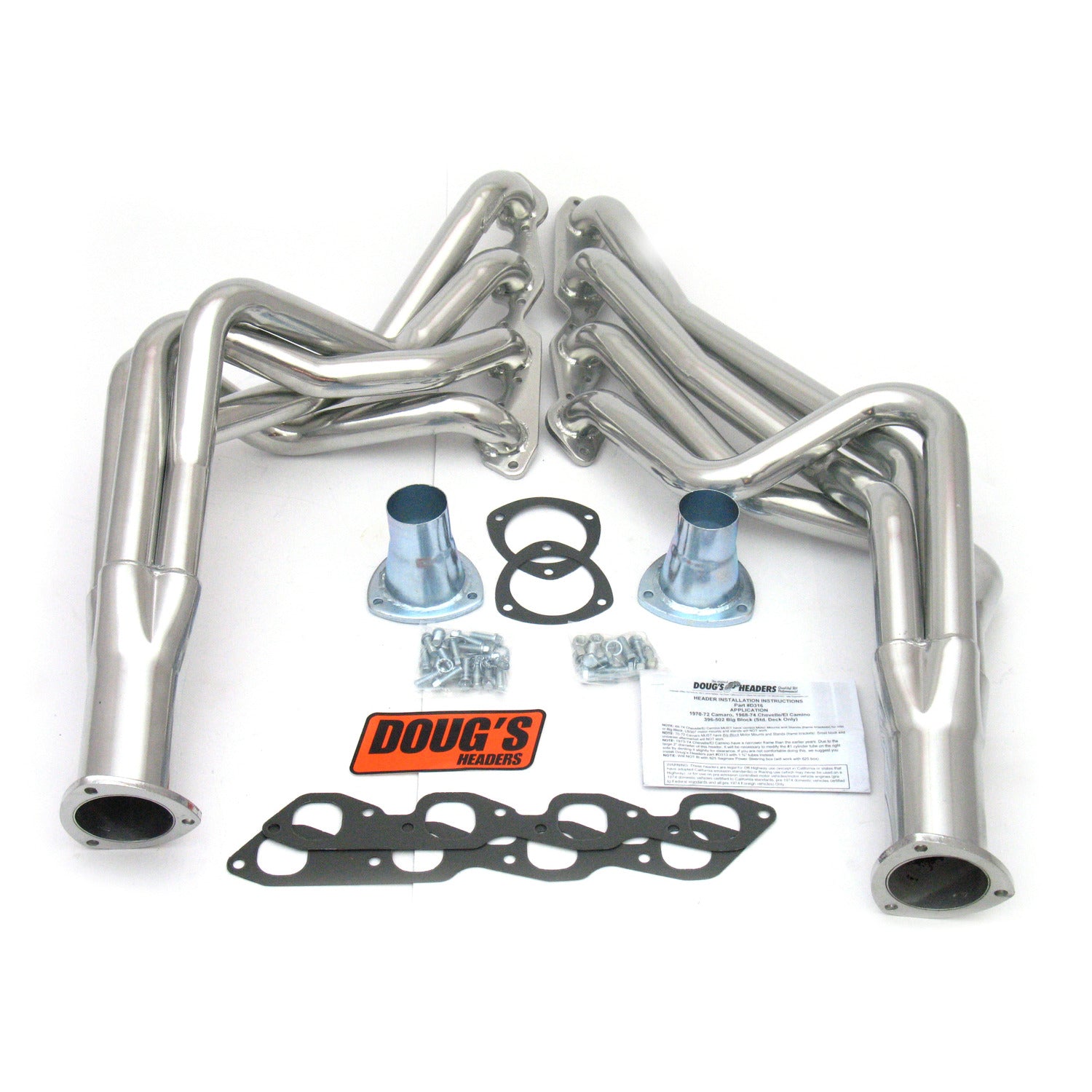 Doug's Headers D316 1 7/8" 4-Tube Full Length Header Chevelle Big Block Chevrolet 68-74 Metallic Ceramic Coating