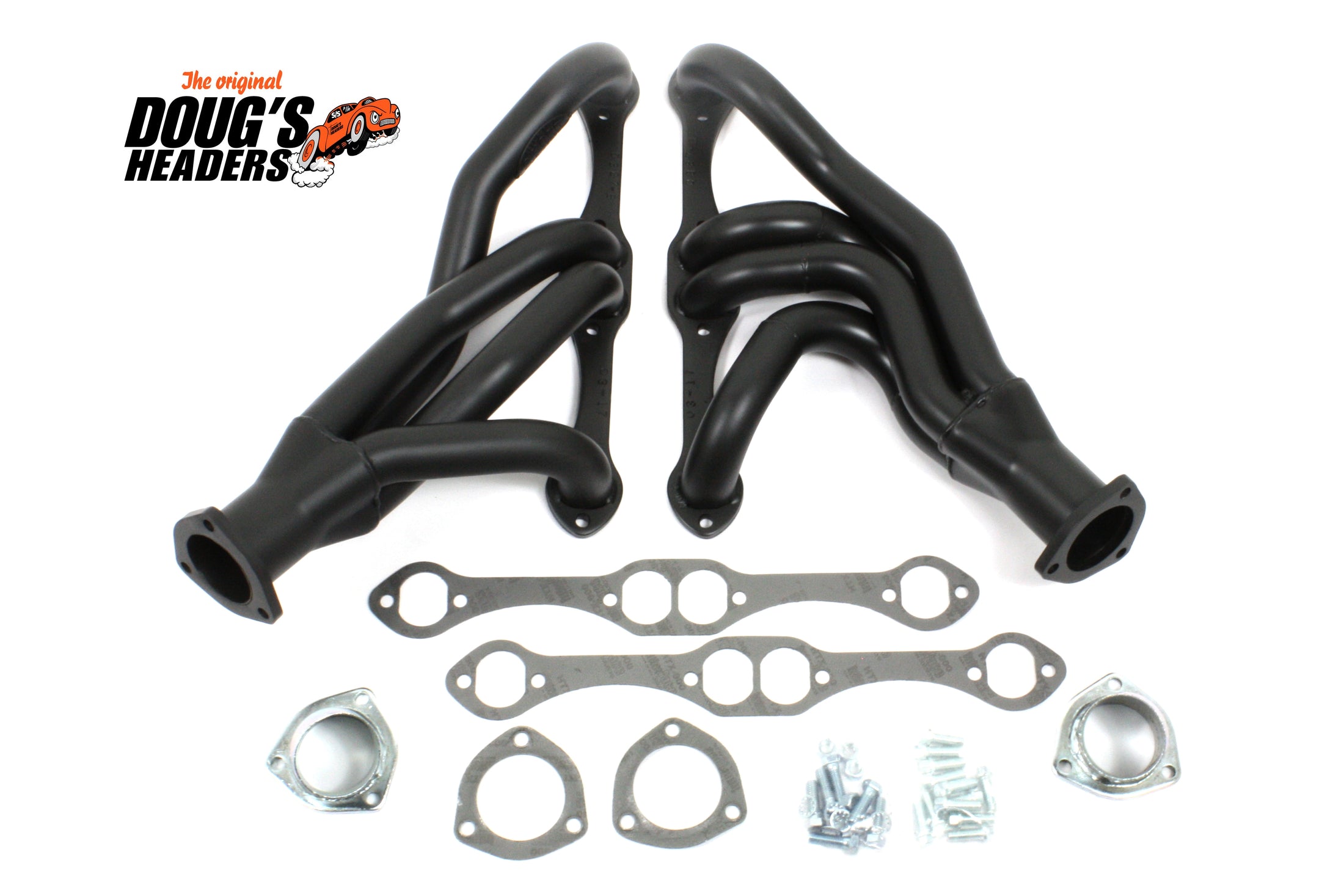 Doug's Headers D327-B 1 5/8" 4-Tube Shorty Header Chevrolet/Chevy II, Nova 265-400 Small block with a Detroit Speed rack front clip conversion Hi-Temp Black Coating