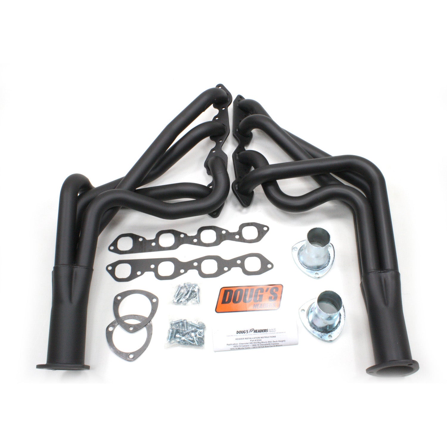 Doug's Headers D328-B 1 7/8" 4-Tube Full Length Header Camaro Big Block Chevrolet 67-69 Hi-Temp Black Coating