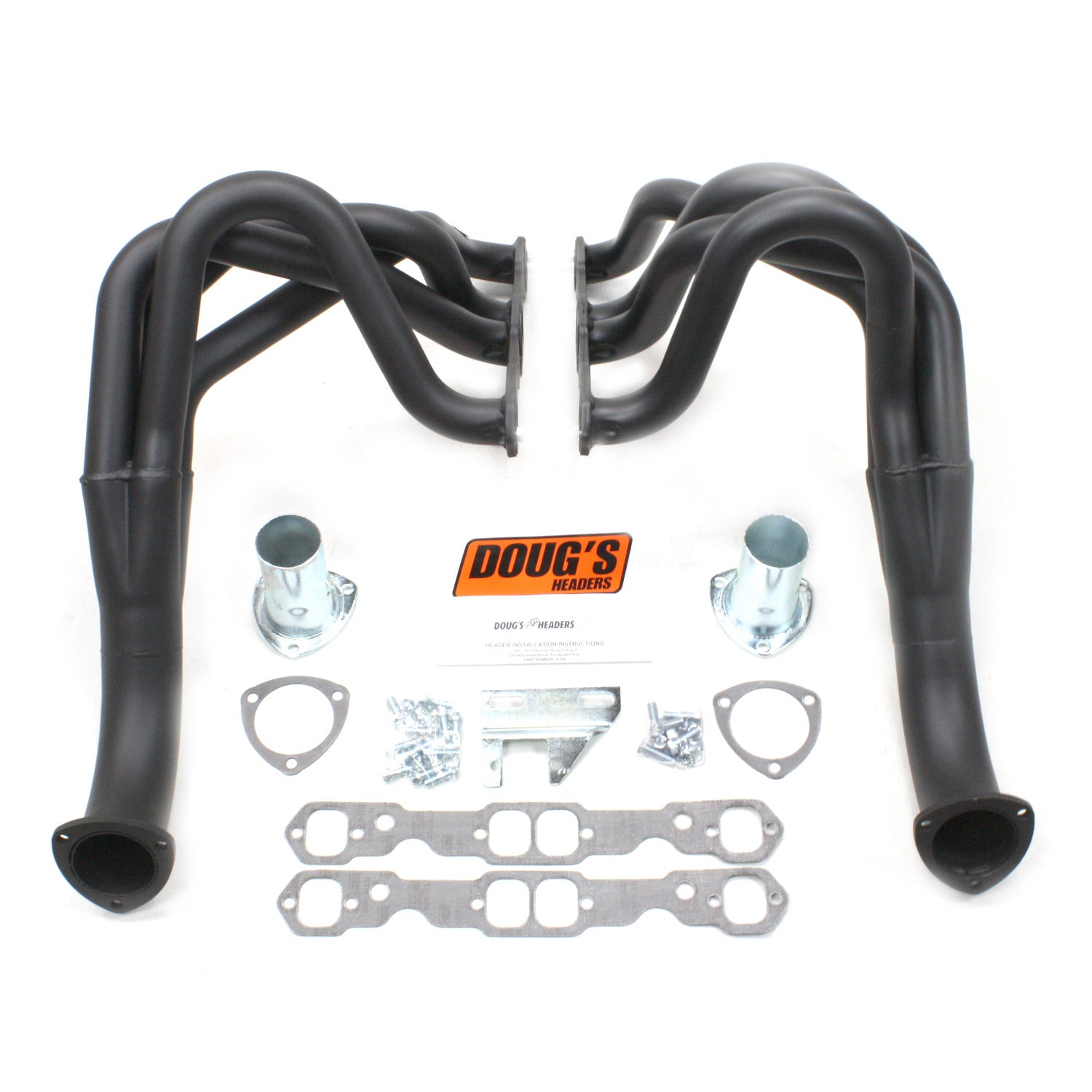 Doug's Headers D329-B 1 3/4" 4-Tube Full Length Header Chevy II Small Block Chevrolet 62-67 Hi-Temp Black Coating