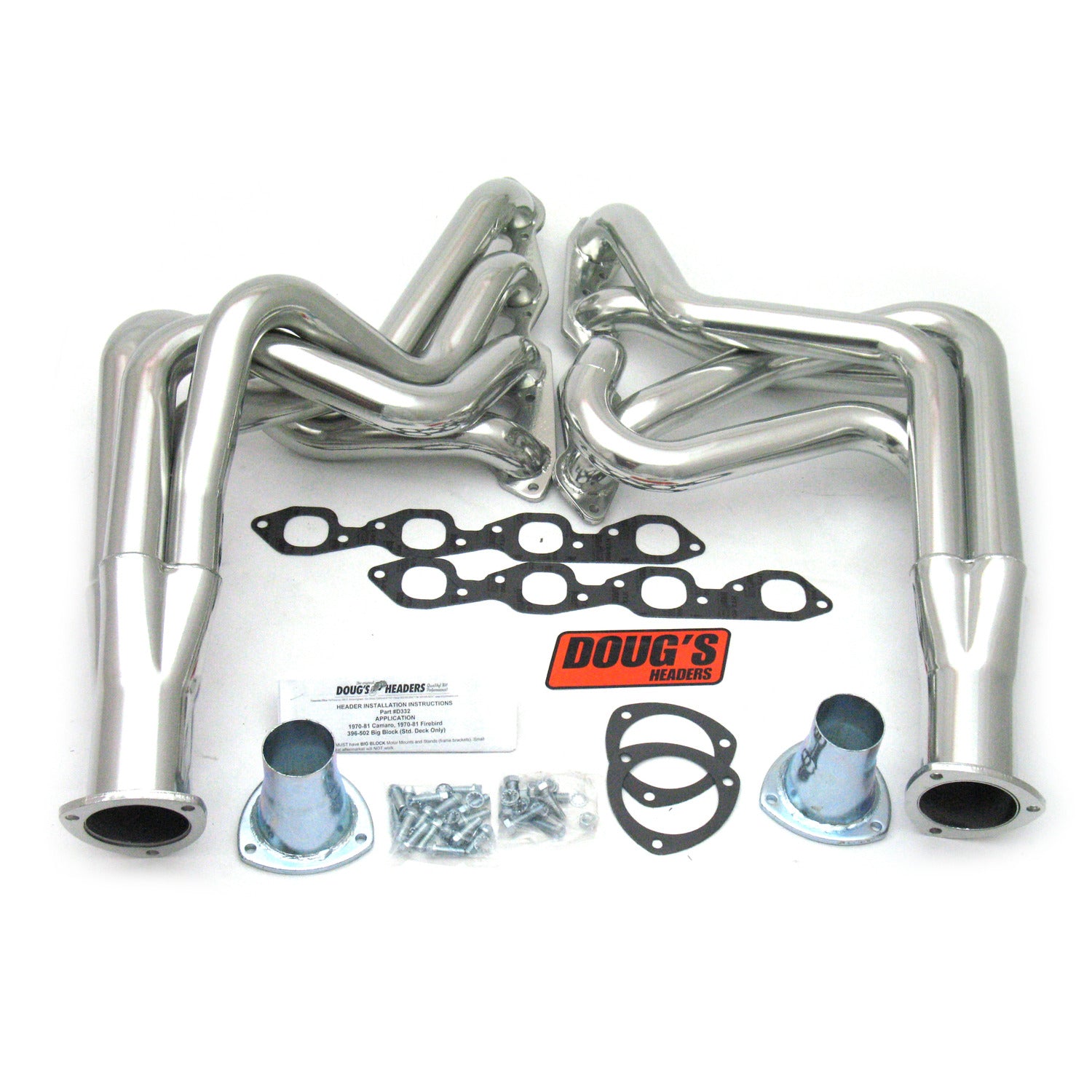 Doug's Headers D332 2 1/8" 4-Tube Full Length Header Camaro Big Block Chevrolet 70-72 Metallic Ceramic Coating