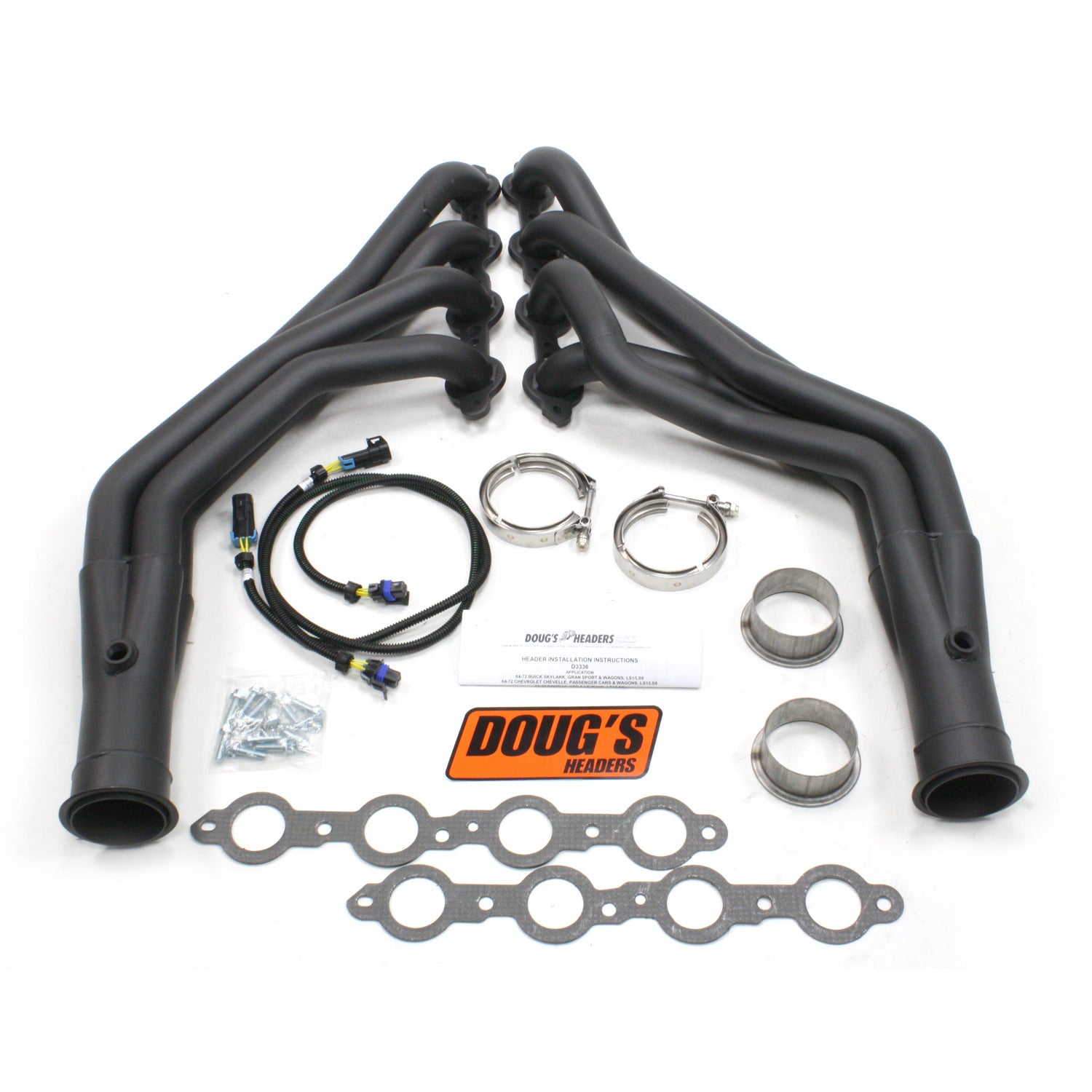 Doug's Headers D3336-B 1 3/4" 4-Tube Full Length Header Chevrolet Chevelle LS1-LS6 64-72 Hi-Temp Black Coating