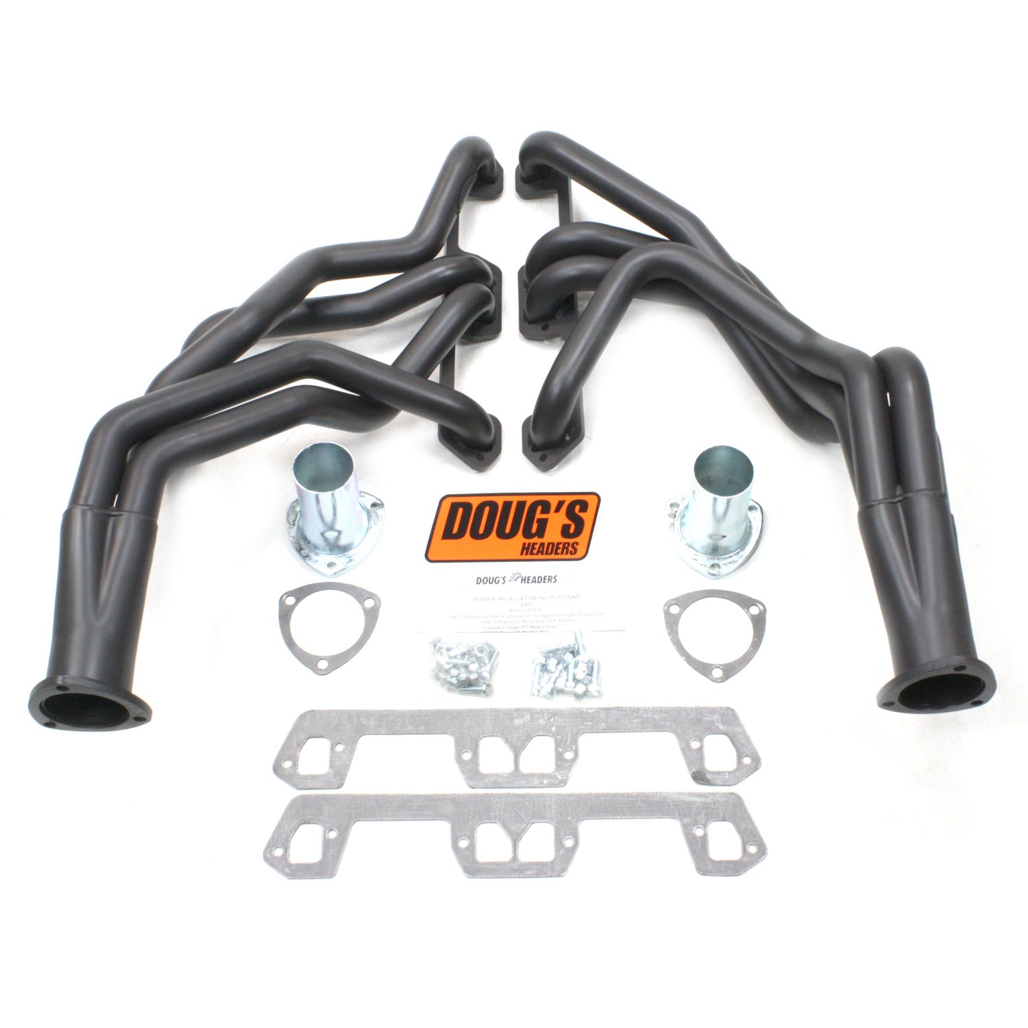 Doug's Headers D453-B 1 5/8" 4-Tube Full Length Header Mopar A Body Small Block Mopar 67-72 Hi-Temp Black Coating