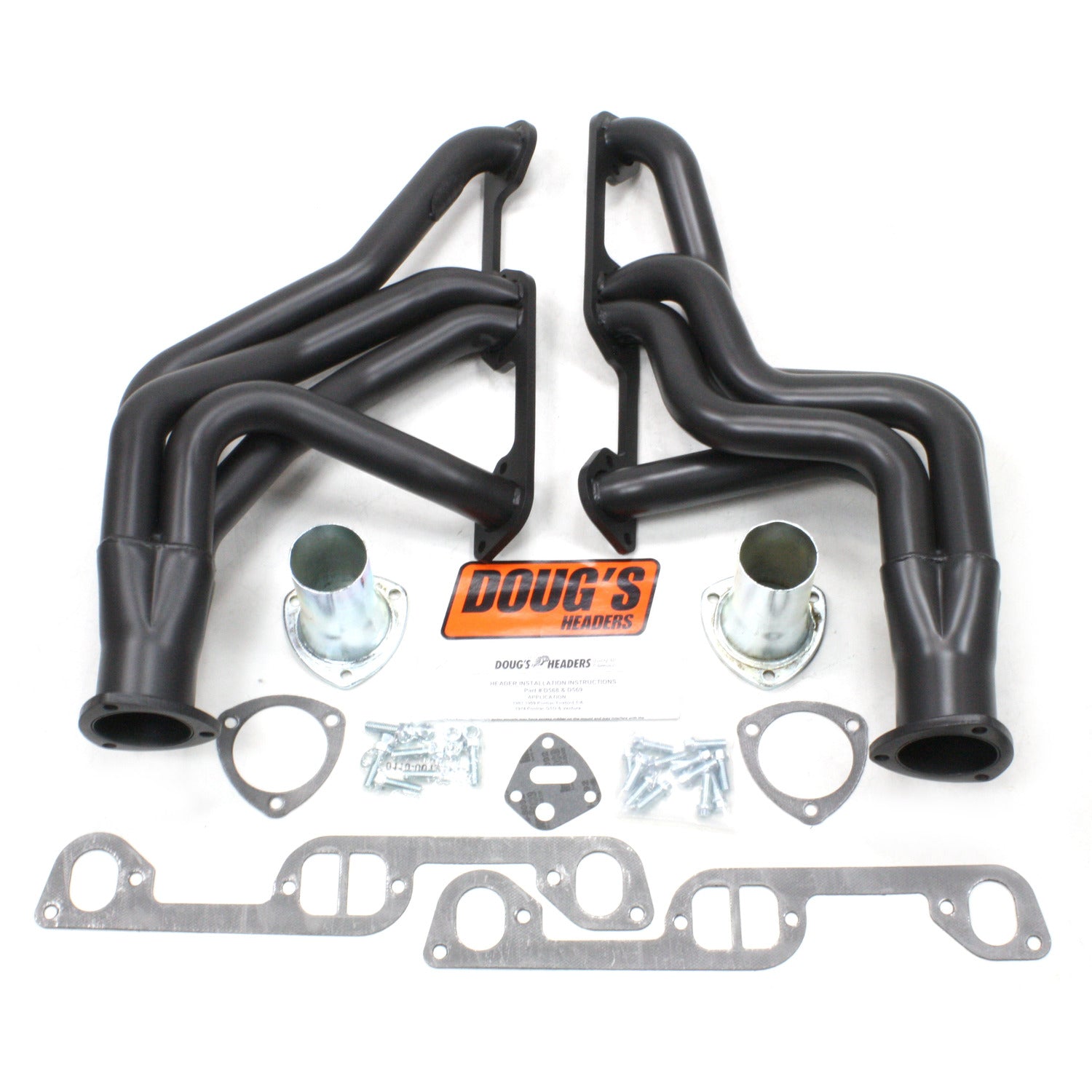 Doug's Headers D569-B 1 3/4" 4-Tube Full Length Header Pontiac Firebird 326-455 67-69 Hi-Temp Black Coating