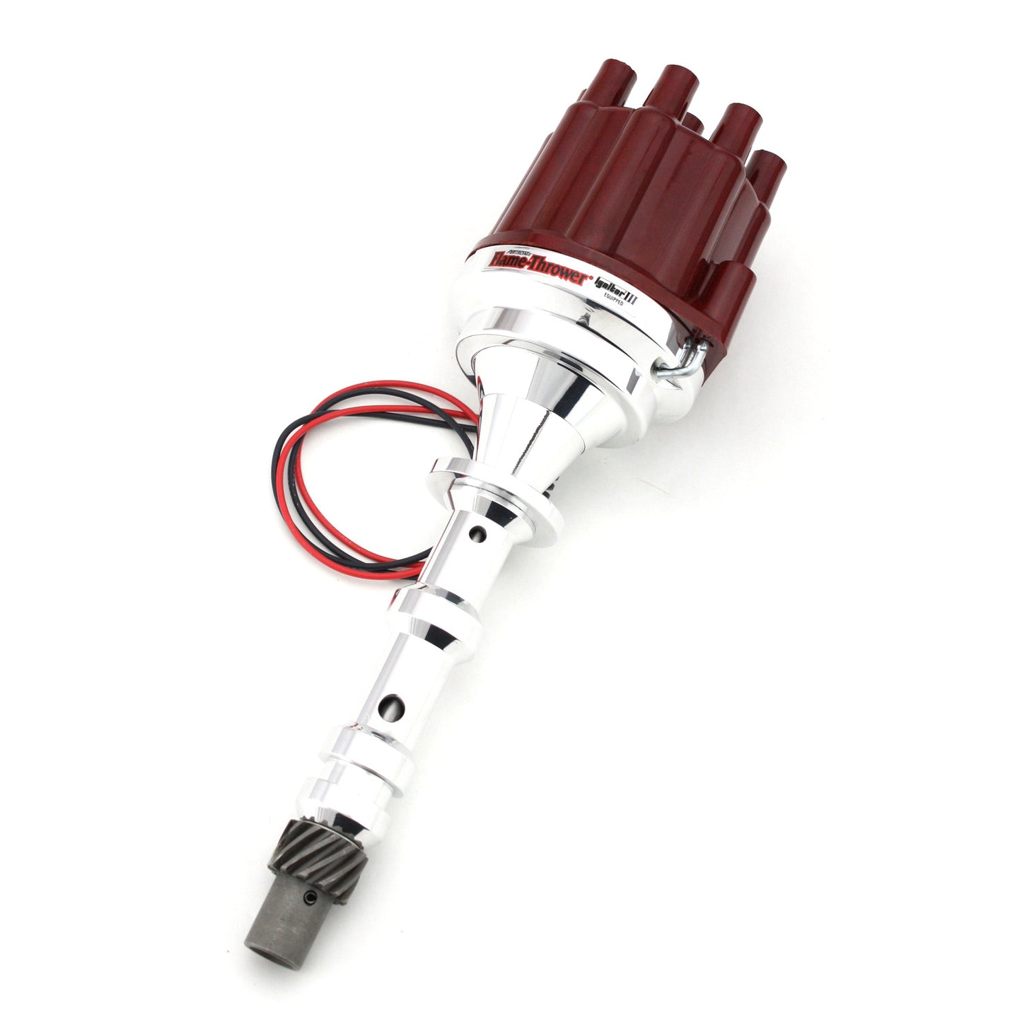 PerTronix D7101801 Flame-Thrower Electronic Distributor Billet Chevrolet 409 with Ignitor III Non Vacuum Red Cap