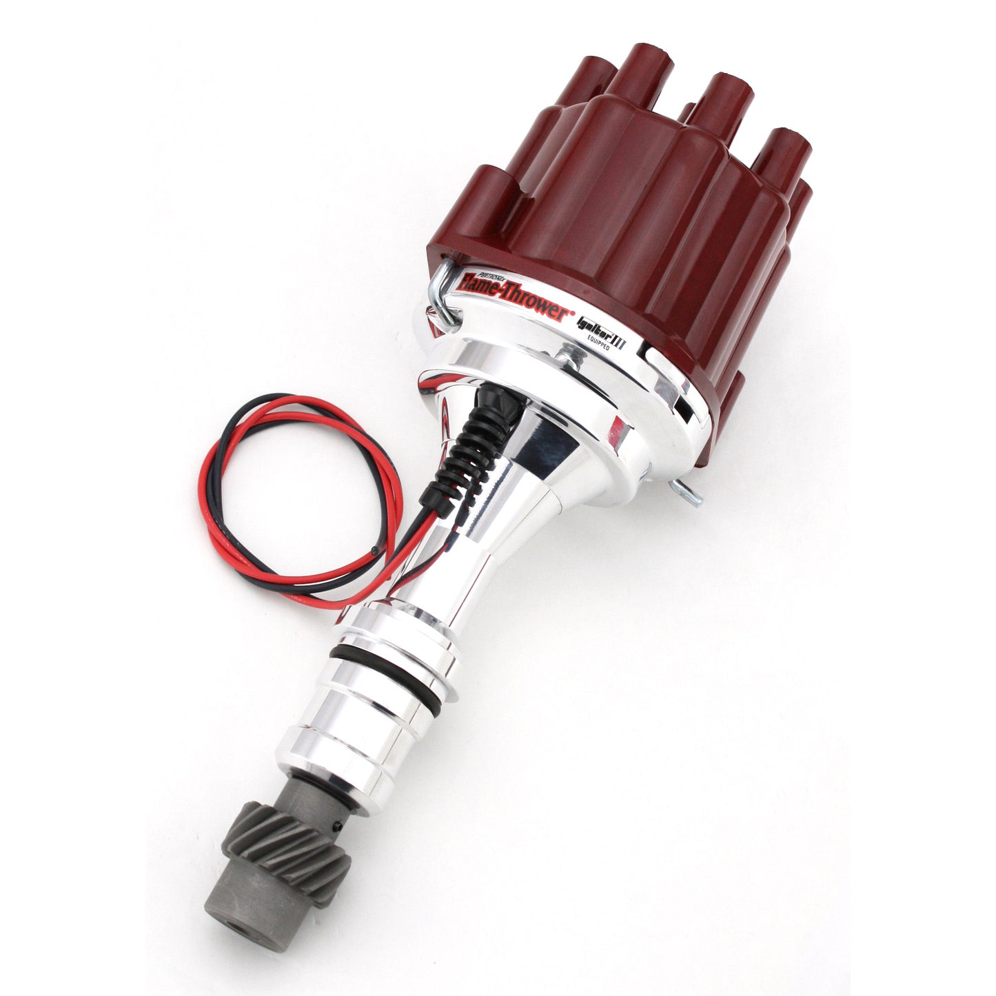 PerTronix D7110801 Flame-Thrower Electronic Distributor Billet Oldsmobilemobile V8 with Ignitor III Non Vacuum Red Cap