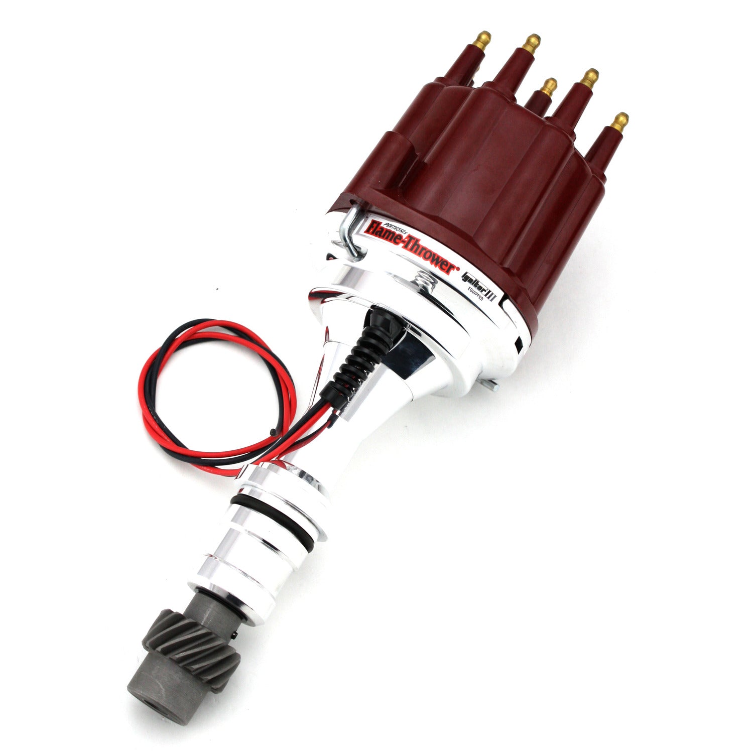 PerTronix D7110811 Flame-Thrower Electronic Distributor Billet Oldsmobilemobile V8 with Ignitor III Non Vacuum Red Male Cap