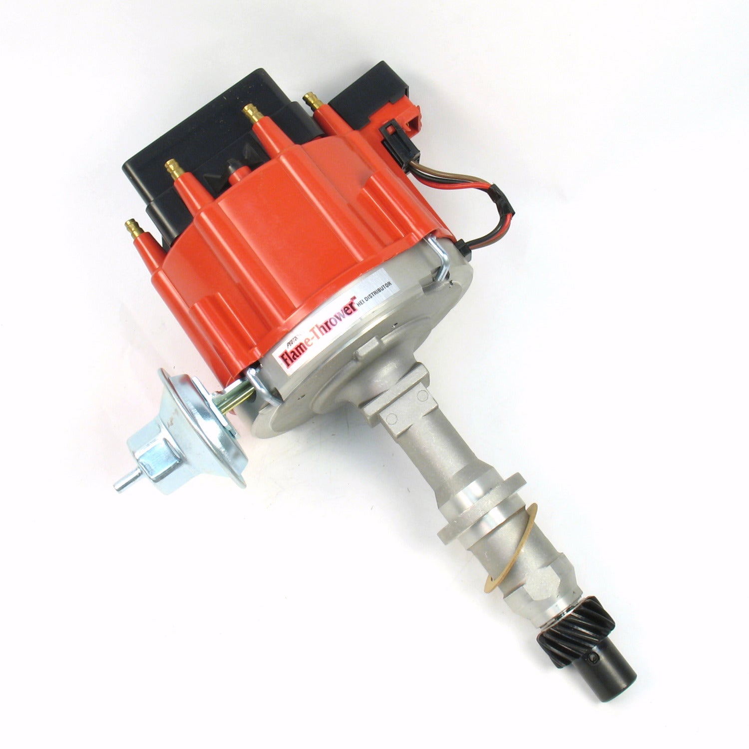PerTronix D71201 Flame-Thrower Distributor HEI III Pontiac 301-455 Red Cap with multiple sparks and an adjustable digital rev limiter