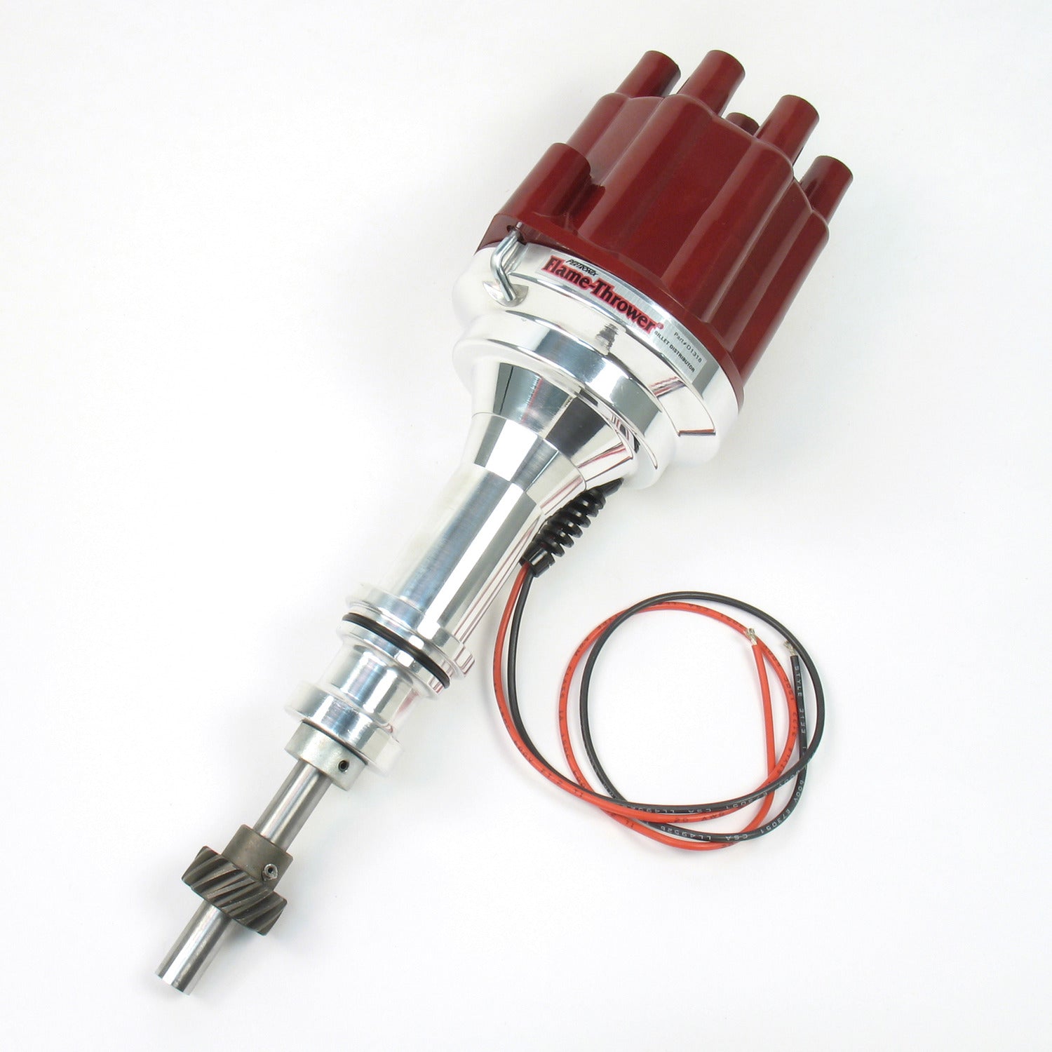 PerTronix D7131801 Flame-Thrower Electronic Distributor Billet Ford 351W with Ignitor III Non Vacuum Red Cap