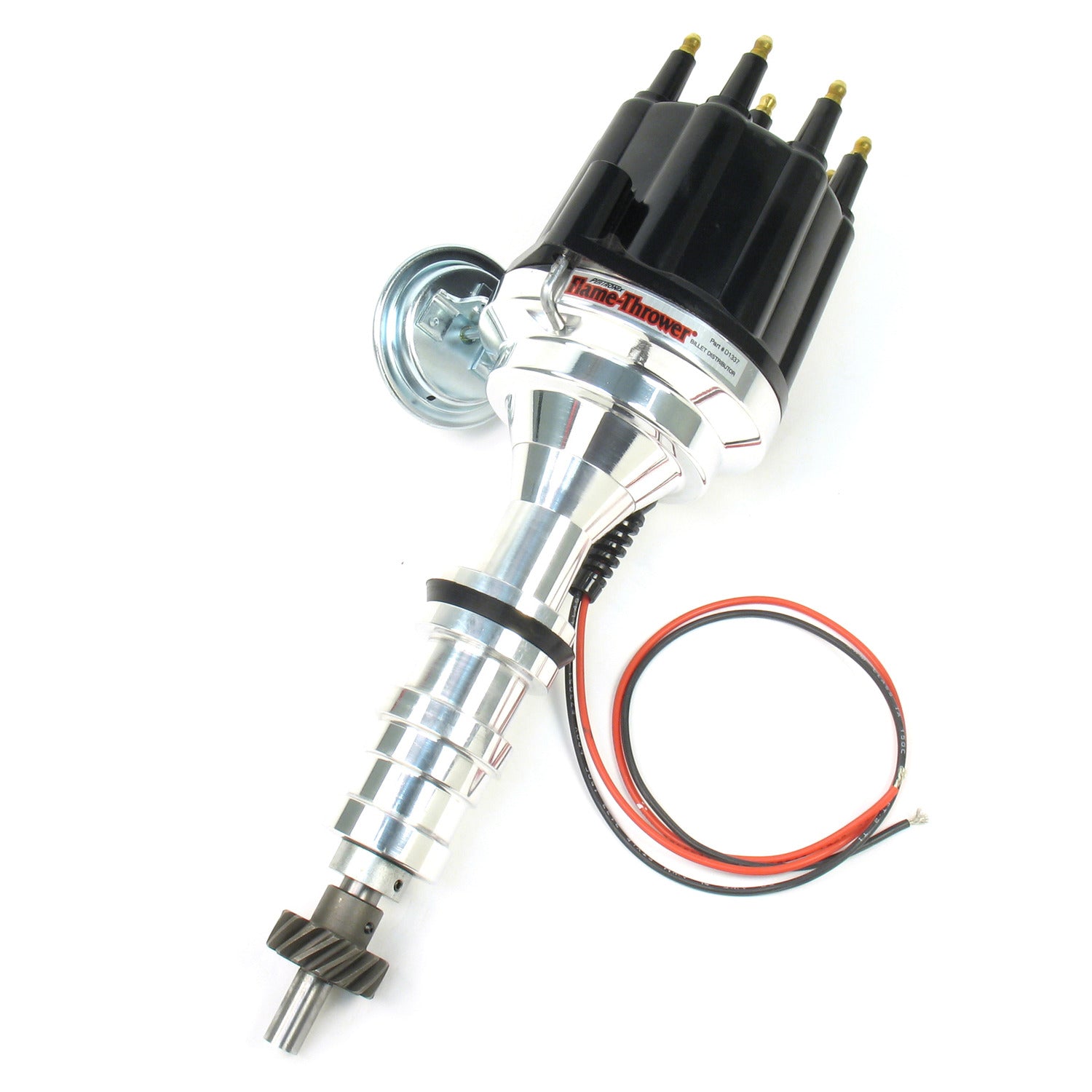 PerTronix D7133710 Flame-Thrower Electronic Distributor Billet Ford FE 352-428 with Ignitor III Vacuum Advance Black Male Cap