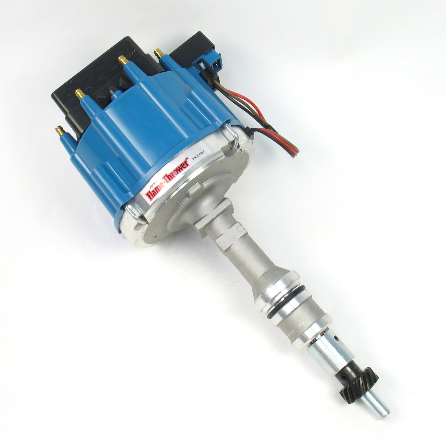 PerTronix D71372 Flame-Thrower Race Distributor HEI III Ford Small Block Blue Cap with multiple sparks and an adjustable digital rev limiter