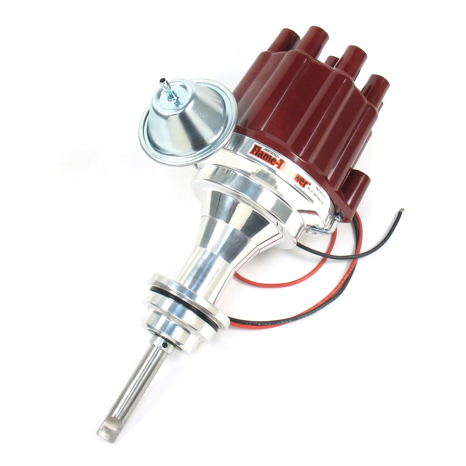 PerTronix D7141701 Flame-Thrower Electronic Distributor Billet Chrysler/Dodge/Plymouth 273-360 with Ignitor III Vacuum Advance Red Cap