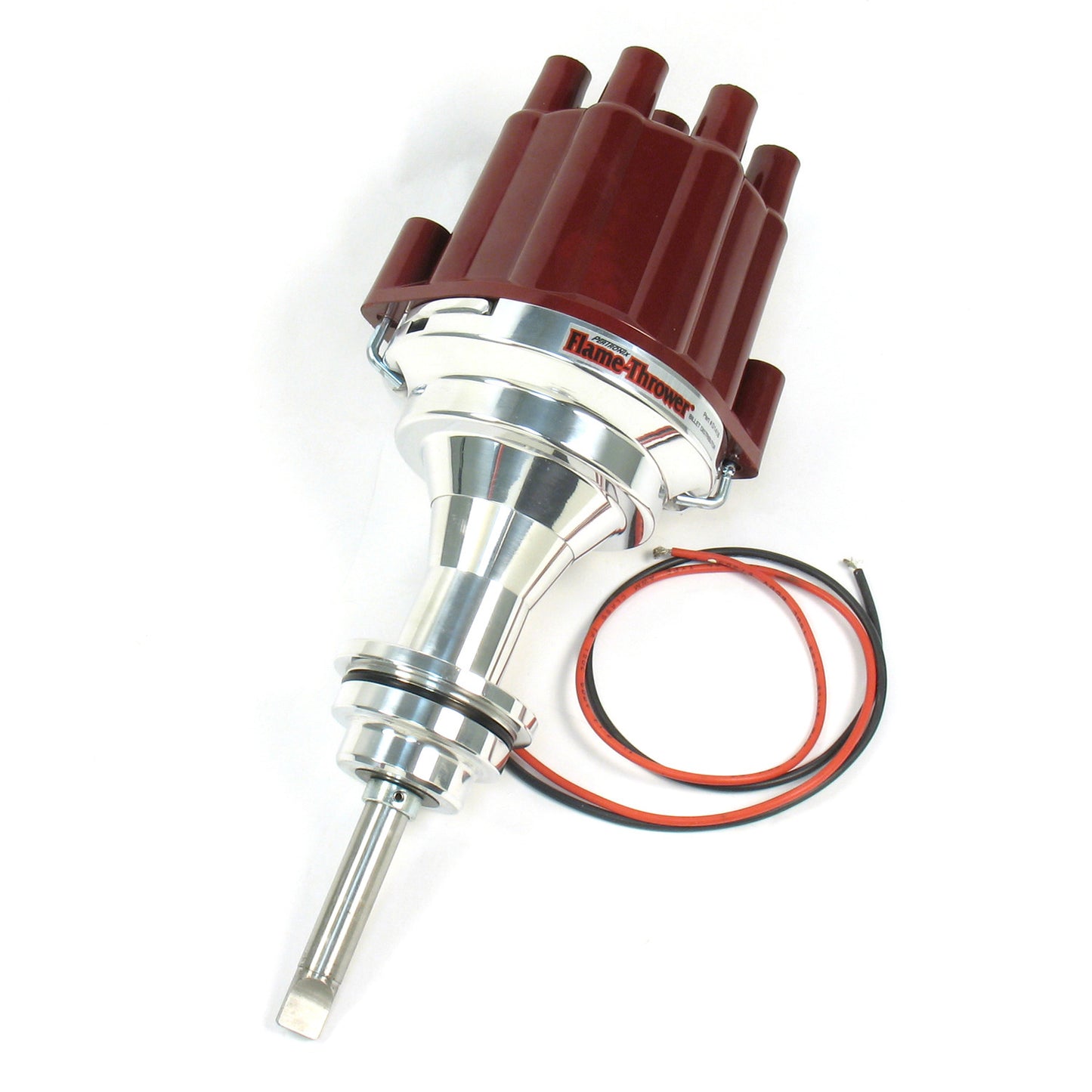 PerTronix D7141801 Flame-Thrower Electronic Distributor Billet Chrysler/Dodge/Plymouth 273-360 with Ignitor III Non Vacuum Red Cap