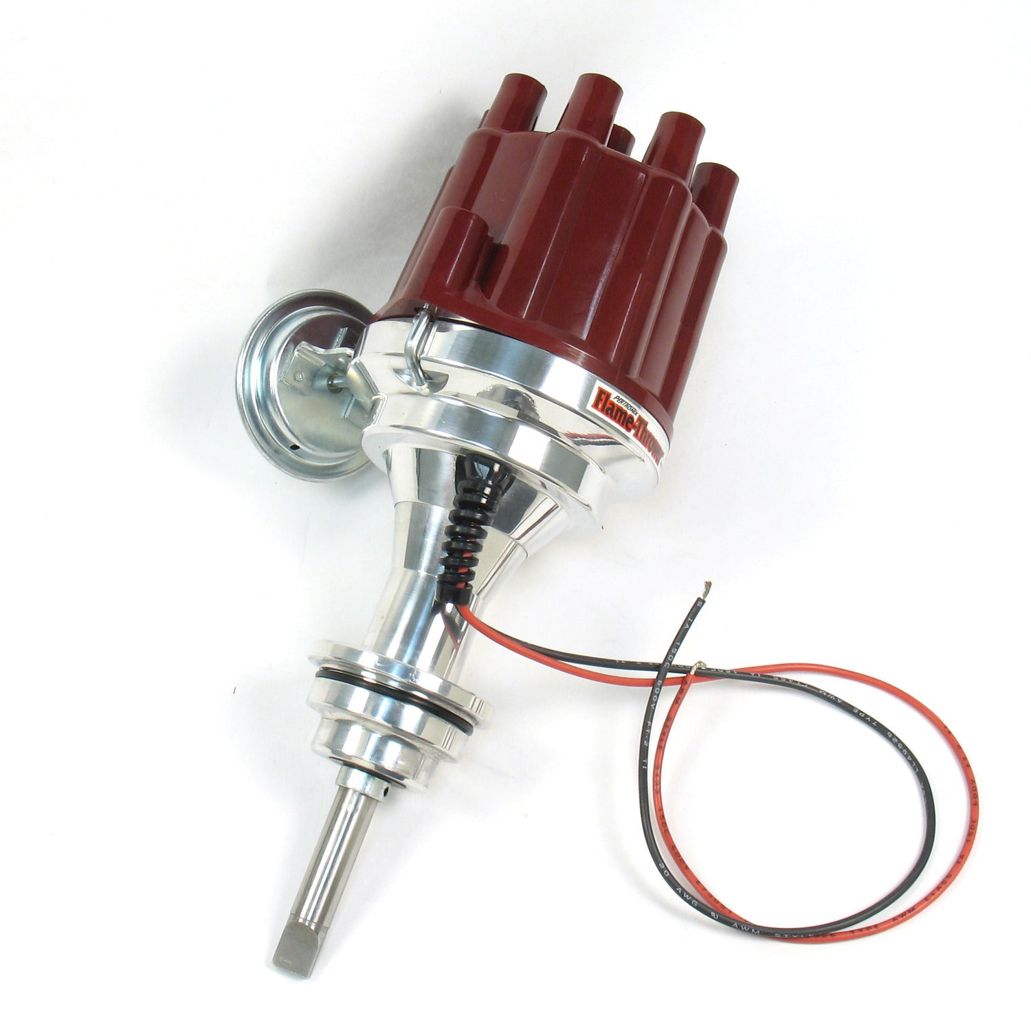 PerTronix D7142701 Flame-Thrower Electronic Distributor Billet Chrysler/Dodge/Plymouth 383-400 with Ignitor III Vacuum Advance Red Cap