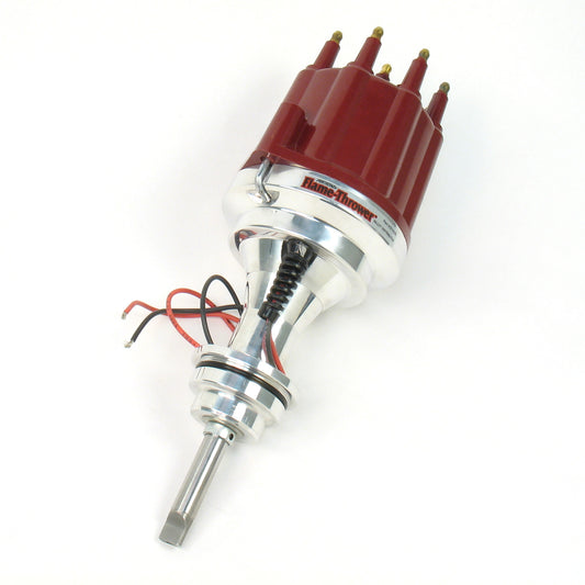 PerTronix D7142811 Flame-Thrower Electronic Distributor Billet Chrysler/Dodge/Plymouth 383-400 with Ignitor III Non Vacuum Red Male Cap