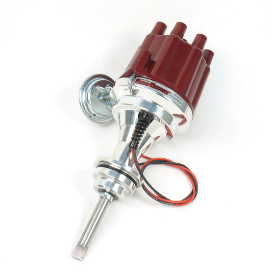 PerTronix D7143701 Flame-Thrower Electronic Distributor Billet Chrysler/Dodge/Plymouth 426-440 with Ignitor III Vacuum Advance Red Cap