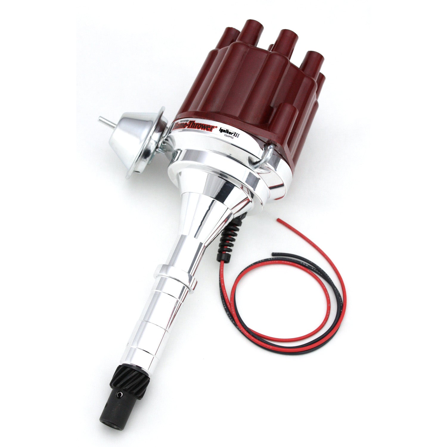 PerTronix D7160701 Flame-Thrower Electronic Distributor Billet AMC V8 with Ignitor III Vacuum Advance Red Cap