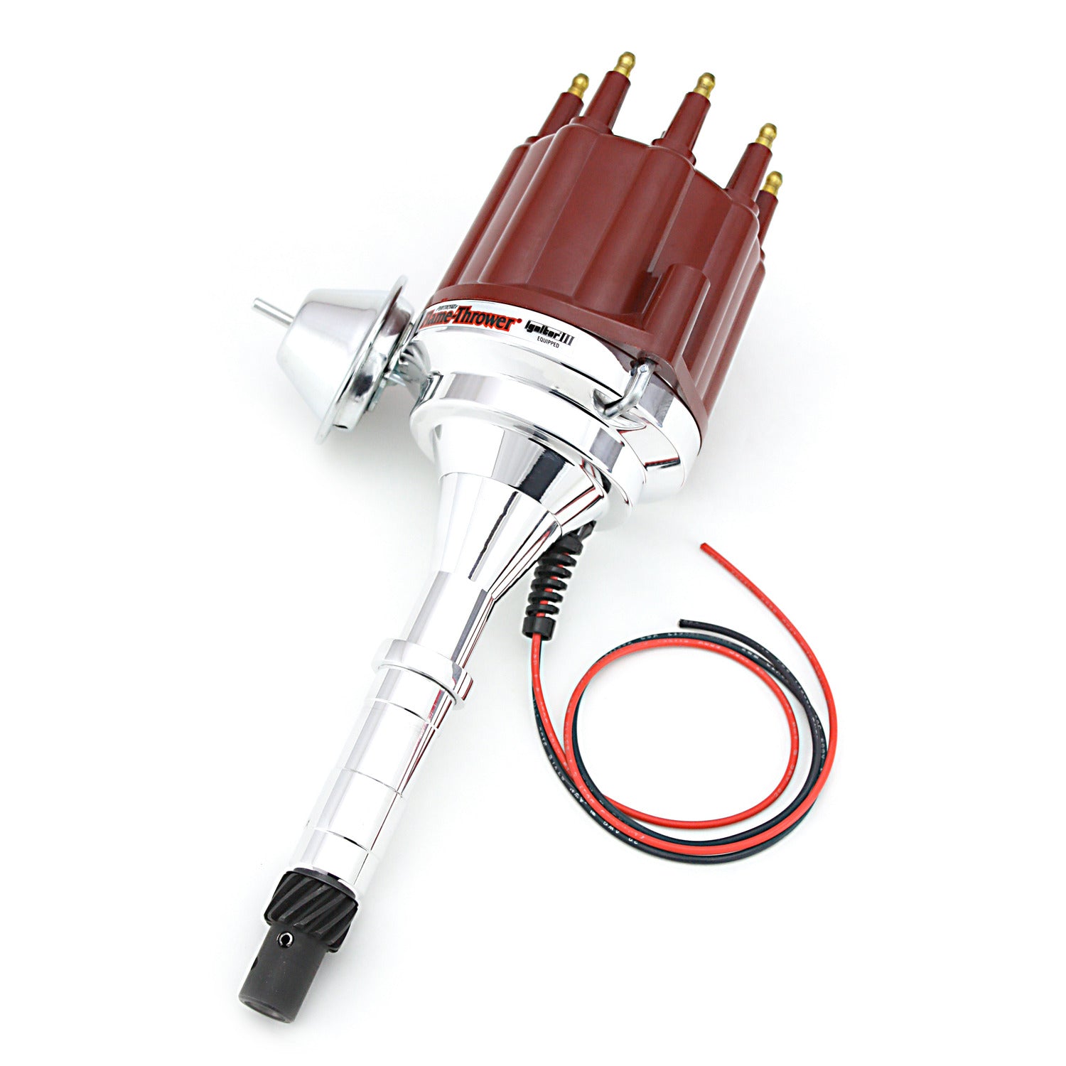 PerTronix D7160711 Flame-Thrower Electronic Distributor Billet AMC V8 with Ignitor III Vacuum Advance Red Male Cap
