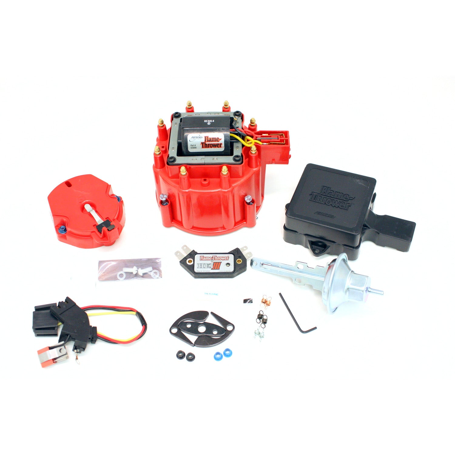 PerTronix D78001 Flame-Thrower GM HEI III Tune Up Chevrolet/Cadillac Kit Red Cap with multiple sparks and an adjustable digital rev limiter