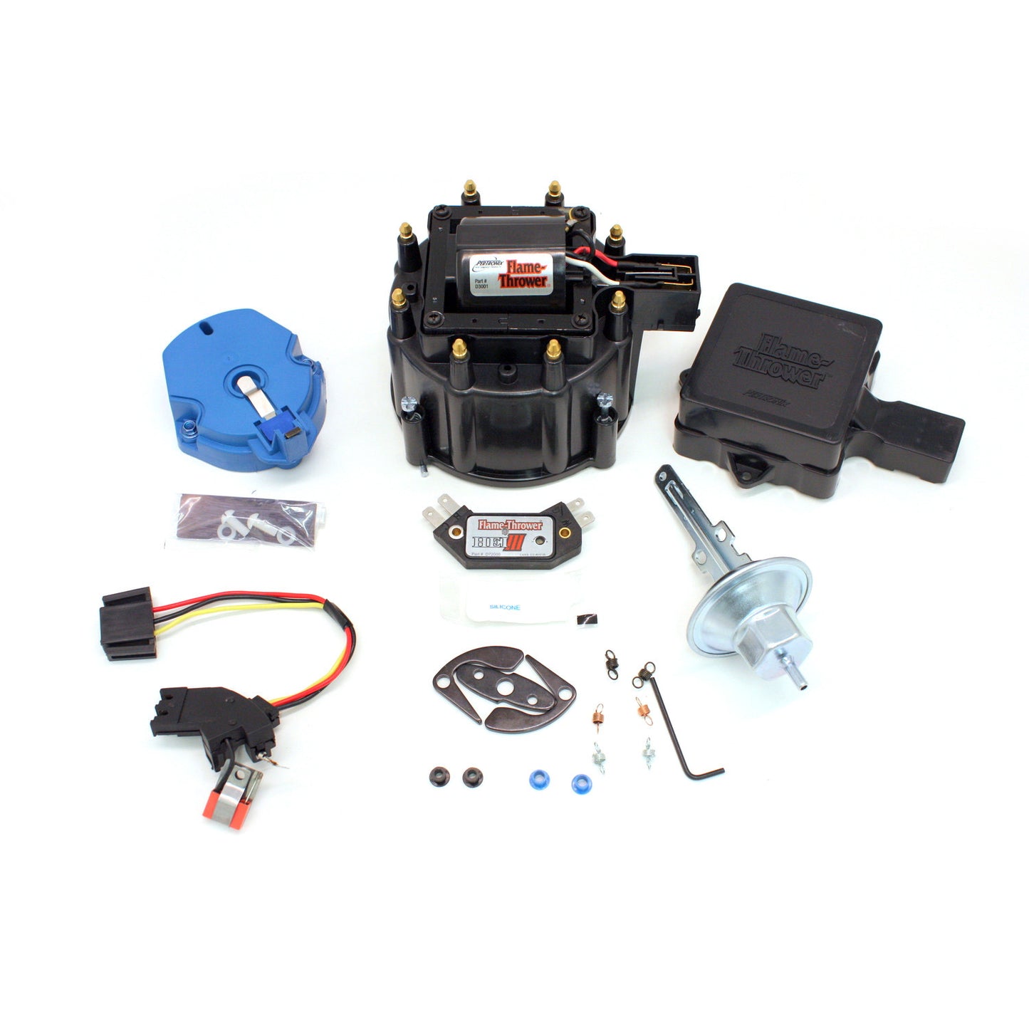 PerTronix D78010 Flame-Thrower GM HEI III Tune Up Buick/Oldsmobile/Pontiac/Corvette Kit Black Cap with multiple sparks and an adjustable digital rev limiter