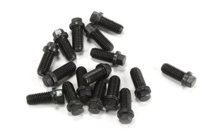 M10-1.50 x 22mm, 3/8" Head, black oxide plated header bolts, pack of 16