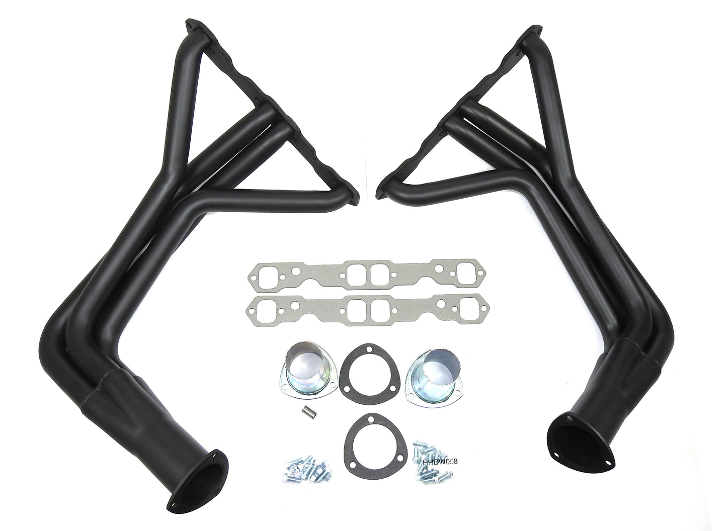 Patriot Exhaust H8034-B 1 3/4" 4-Tube Full Length Fenderwell Header Chevrolet Pass Small Block Chevrolet 55-57 Hi-Temp Black Coating