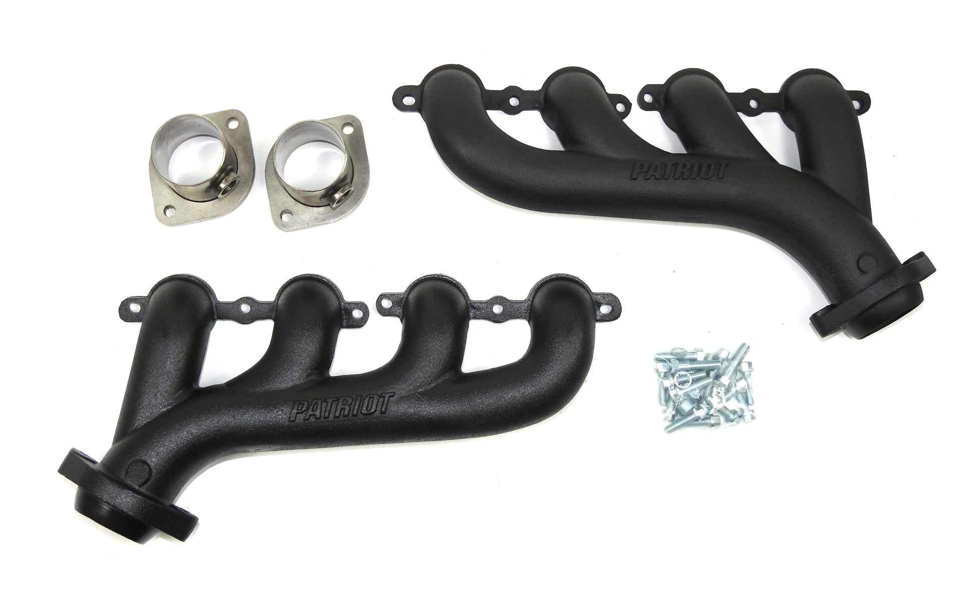Patriot Headers H8097-B 1 5/8" Cast Tubular Manifolds for GM LS Engines (except LS7 and LS9) for Engine Swap applications and validated fitment on 70-81 GM F-Bodies, 82-88 GM G-Bodies and 68-72 GM A-Bodies Hi-Temp Black Coating