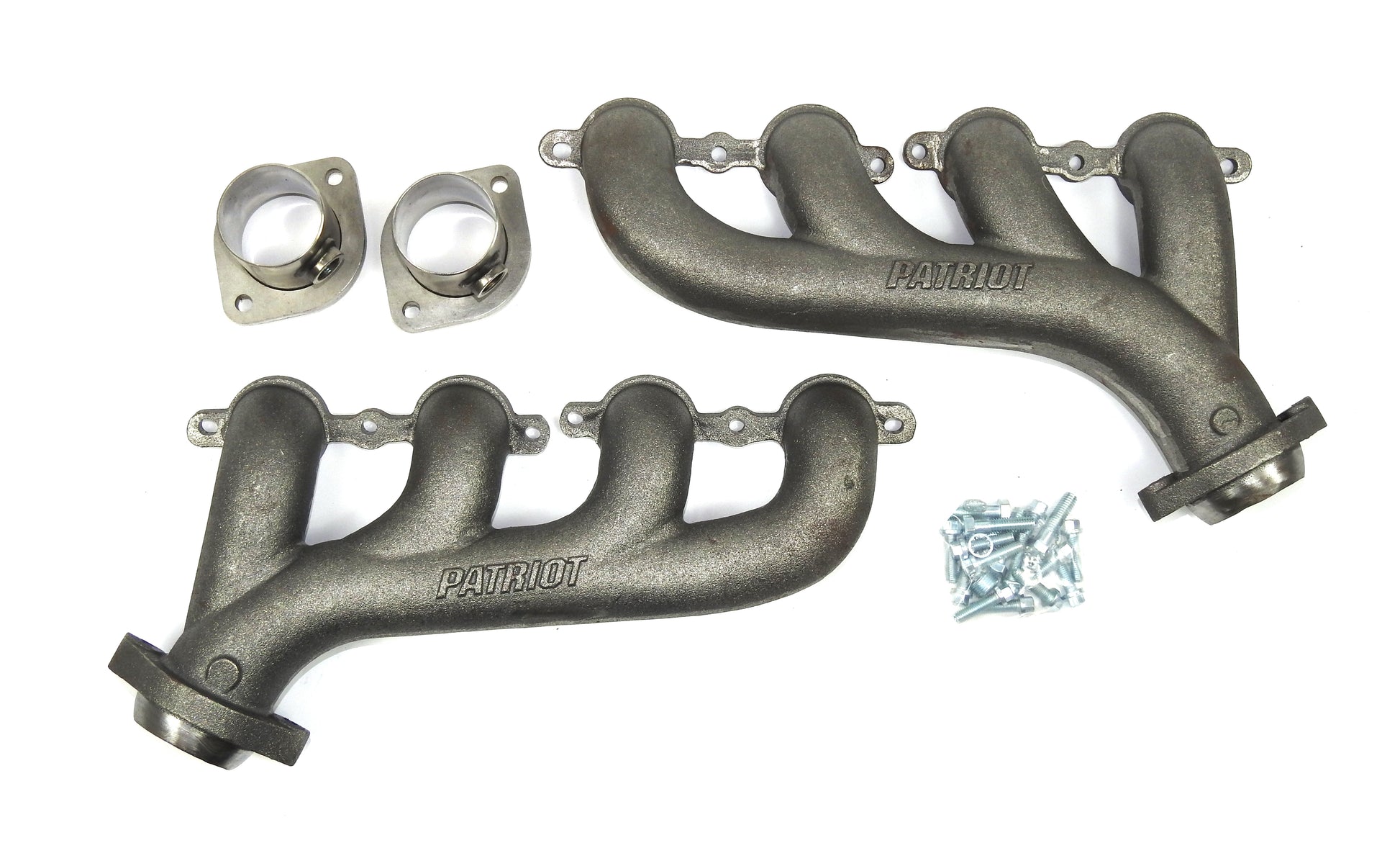 Patriot Headers H8097 1 5/8" Cast Tubular Manifolds for GM LS Engines (except LS7 and LS9) for Engine Swap applications and validated fitment on 70-81 GM F-Bodies, 82-88 GM G-Bodies and 68-72 GM A-Bodies plain natural finish