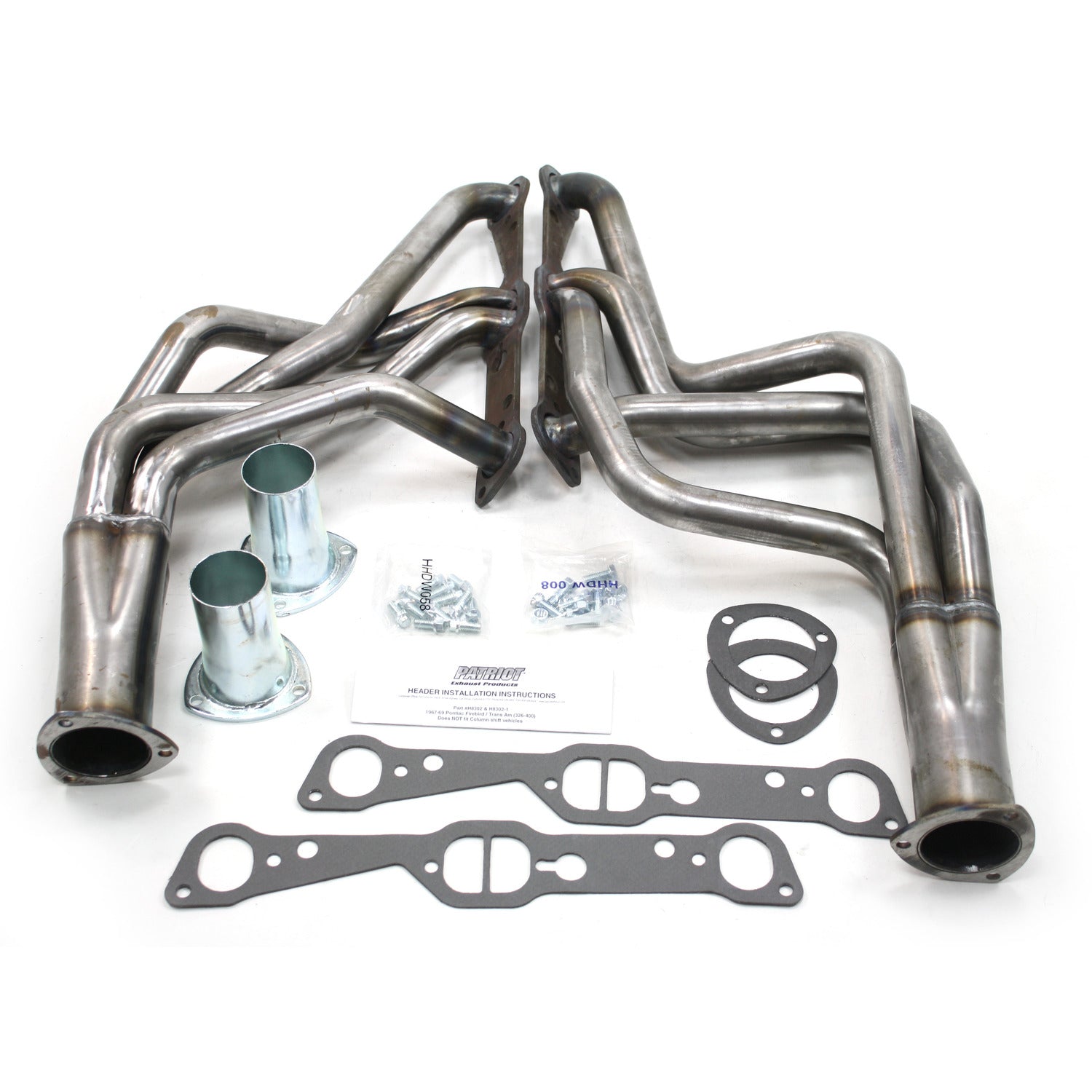 Patriot Exhaust H8302 1 5/8" Full Length Header Pontiac Firebird 350-455 67-69 Raw Steel