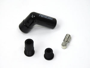PerTronix 8561HT-1 Black Ceramic Spark Plug Boot 90 Degree includes plug and wire bushings, stainless steel spark plug terminal and high temp ceramic boot