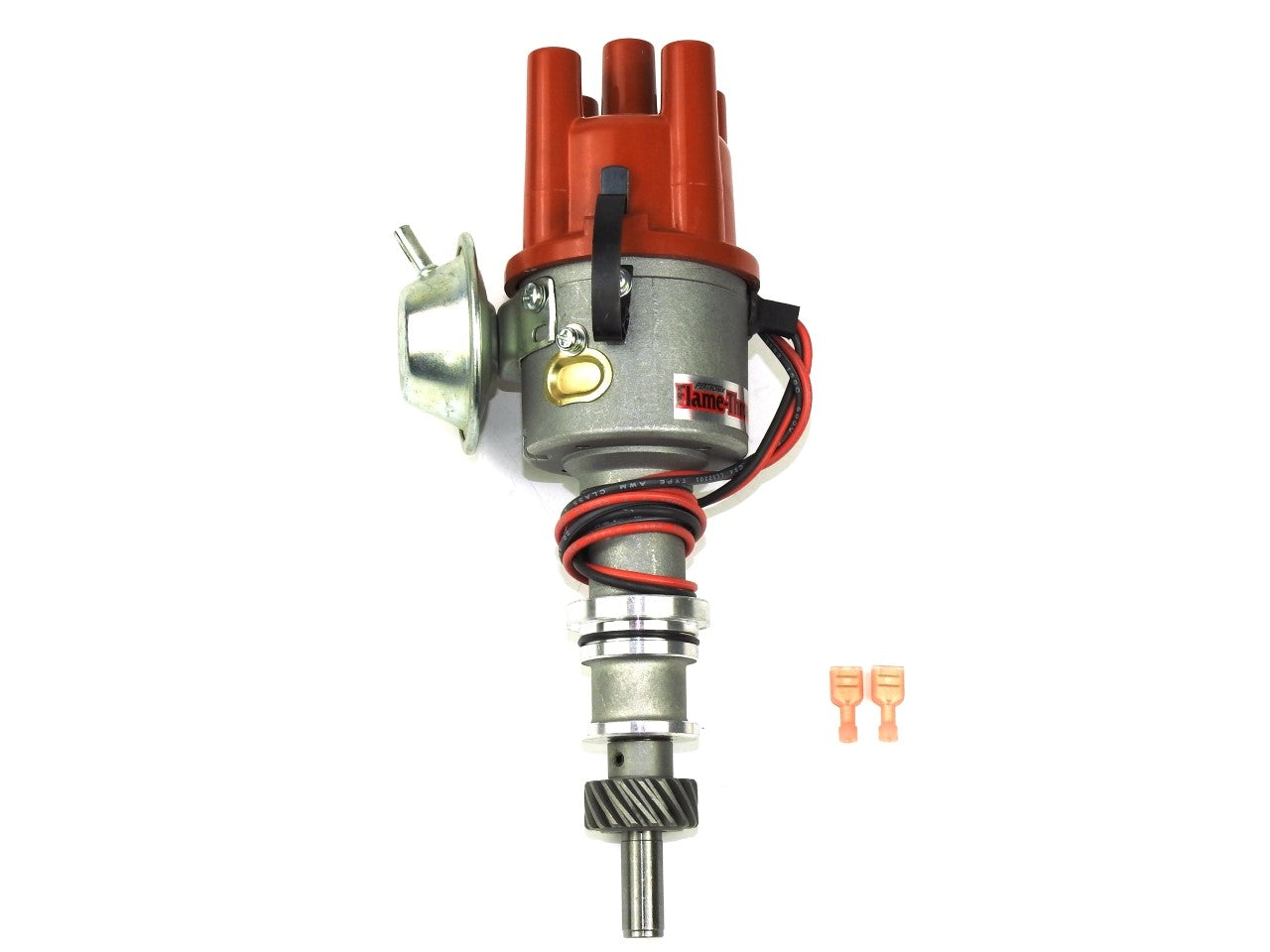 PerTronix D192420 Flame-Thrower Electronic Cast Distributor for Ford 2.0L with Vacuum Advance & Top Exit Cap. Available with Ignitor II or Ignitor III technology.